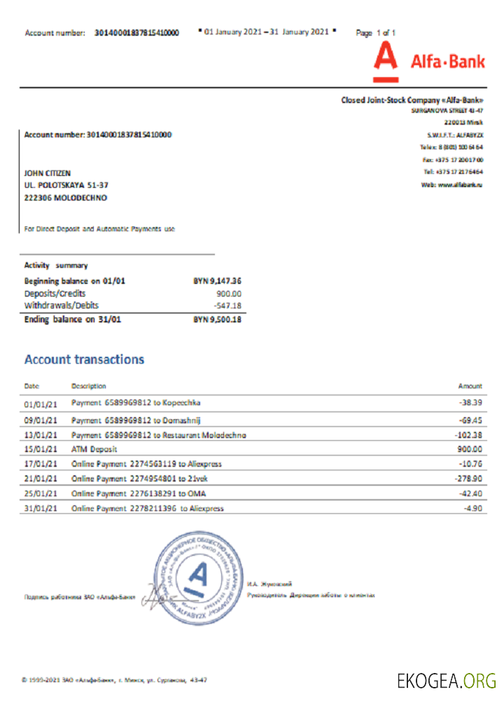 Biélorussie Alfa Bank
